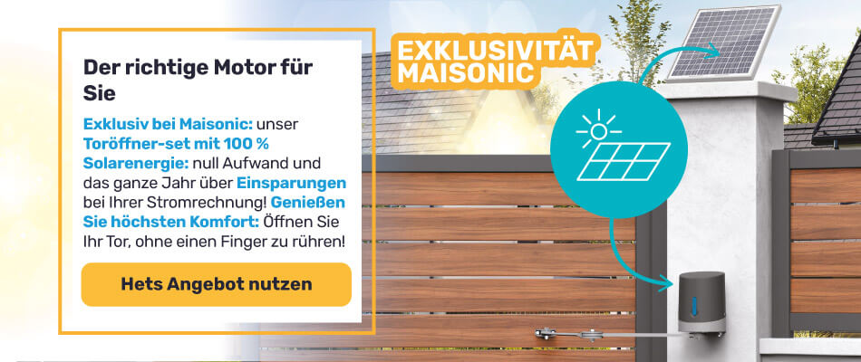Motorisierung f&uuml;r Fl&uuml;geltore, komplett solarbetrieben