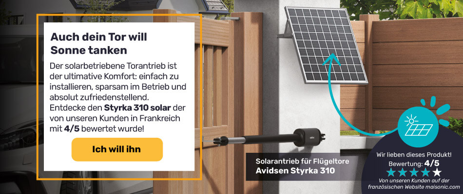Mach dein Tor solarbetrieben mit dem Antrieb Styrka 310