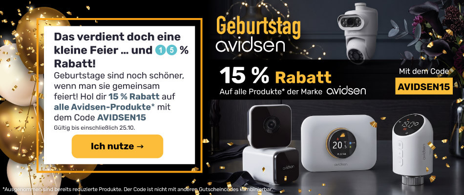 Avidsen-Jubil&auml;um: 15 % Rabatt auf alle nicht bereits reduzierten Artikel mit dem Code AVIDSEN15