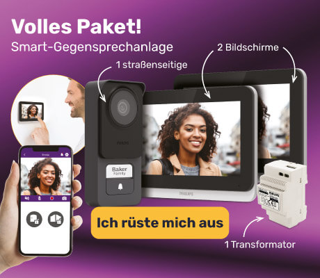 Volles Paket! Smart-Gegensprechanlage + 2 Bildschirme + 1 Transformator