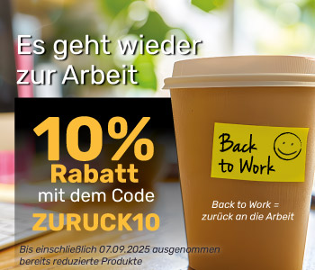 Es geht wieder zur Arbeit: 10% Rabatt mit dem Code ZURUCK10