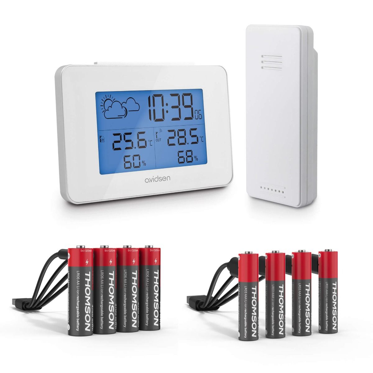 Eine Wetterstation mit Batterien