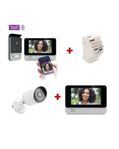 Kabelgebundene Gegensprechanlage mit 1 Kamera und 2 Bildschirmen – Philips Connect 2 Premium