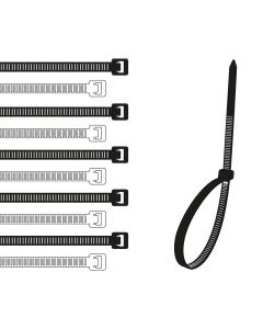 300 weiß/schwarze flexible Nylon-Krawatten - 654607