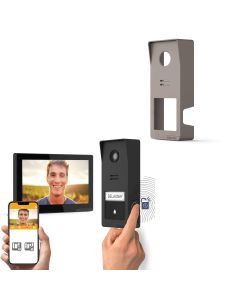Drahtlose Gegensprechanlage Wave 3 + titangraues Schale für Türstation