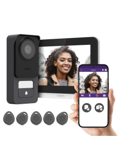 Kabelgebundene, vernetzte Philips Connect 3-Video-Gegensprechanlage mit 5 Ausweisen
