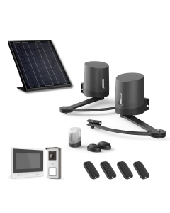 Solarbetriebener Flügeltorantrieb und kabellose Gegensprechanlage, komplett solarbetrieben