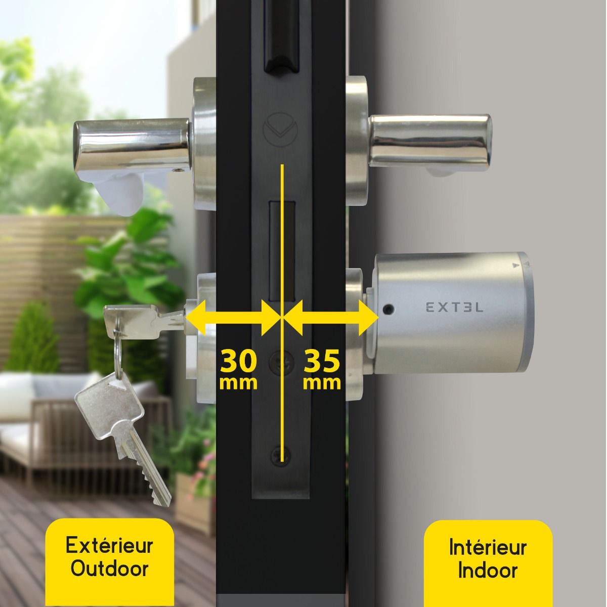 Zylinder 30/35 kompatibel mit dem angeschlossenen Schloss von Extel Lock