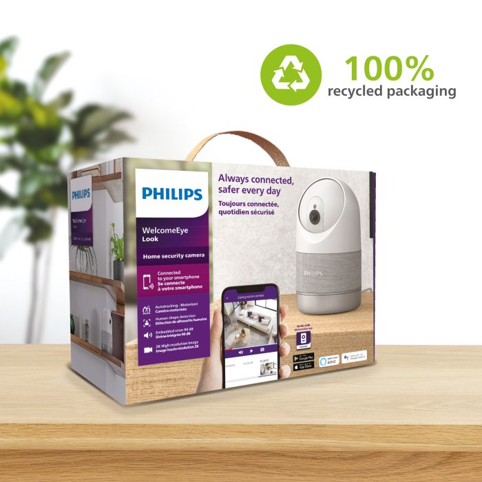 Verbundene motorisierte Innenkamera mit 2k-Auflösung und verstärktem Privatmodus Feine menschliche Erkennung - WelcomeEye Look - Philips - 531051