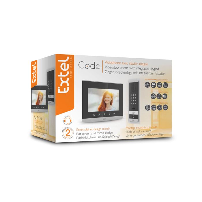 EXTEL Code 7 Zoll / 14 cm kabelgebundene Video-Gegensprechanlage mit eingebauter Codetastatur