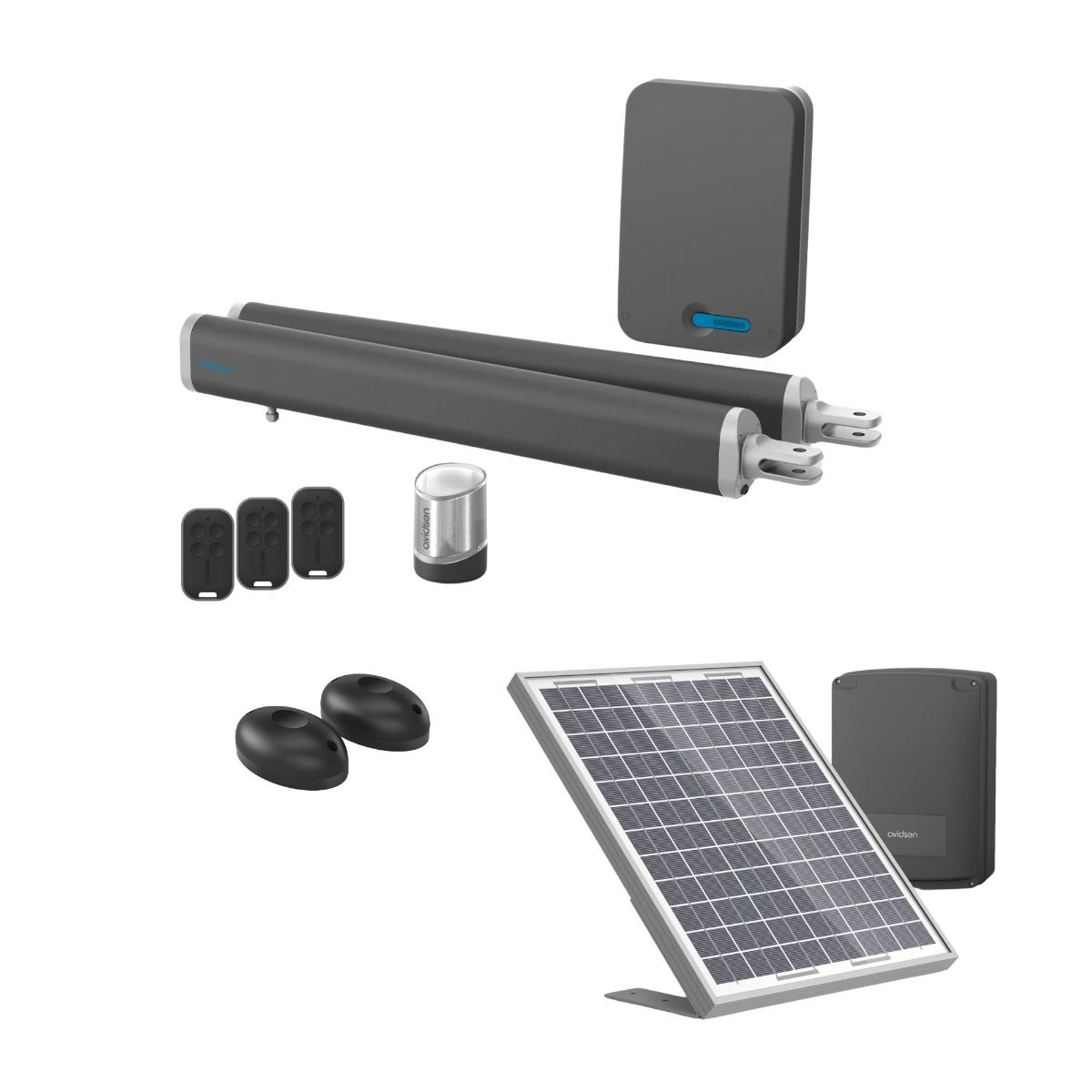 Ein komplettes solar-motor-set für flügeltore