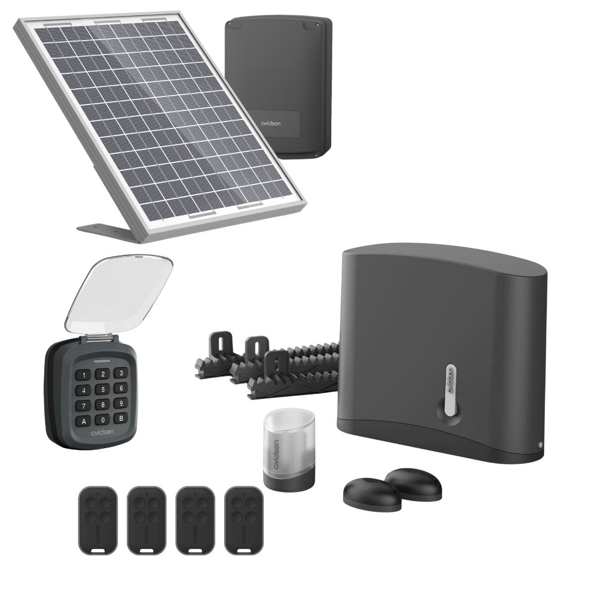 Ein komplettes Solar-Set mit Codeschloss für ein 4 m langes Schiebetor.