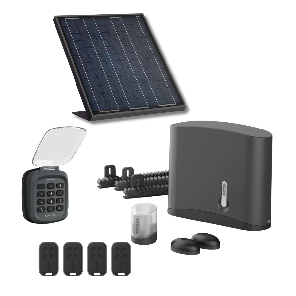 Ein komplettes Solar-Set mit Codeschloss für ein 4 m langes Schiebetor.