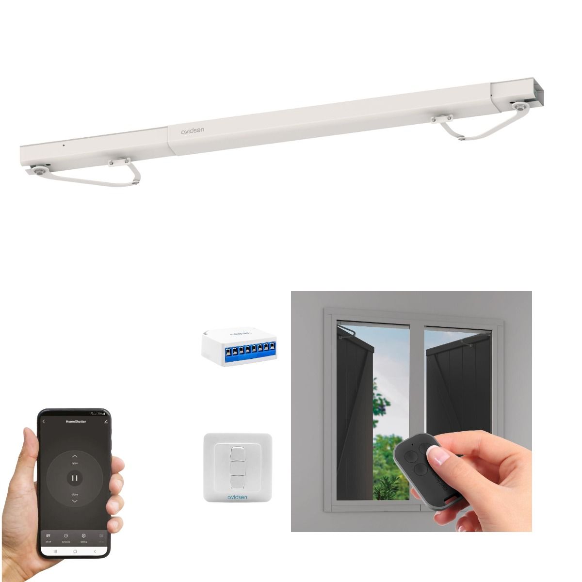 Set mit 1 vernetzten Antrieben zur Automatisierung von 1 Fenstern