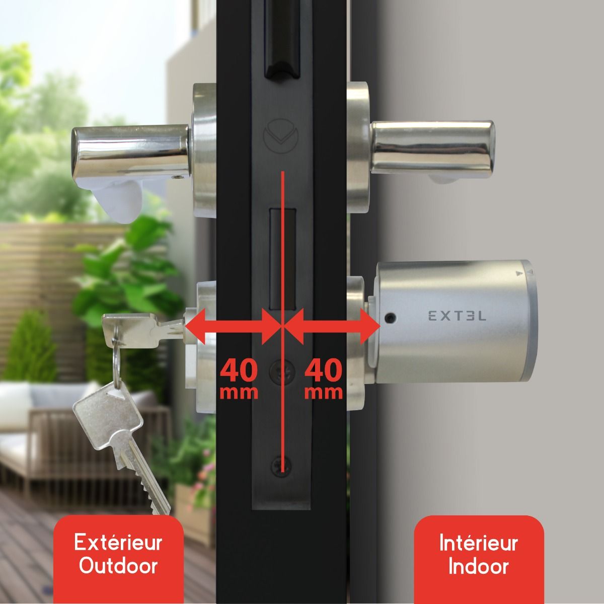 Zylinder 40/40 kompatibel mit dem angeschlossenen Schloss von Extel Lock
