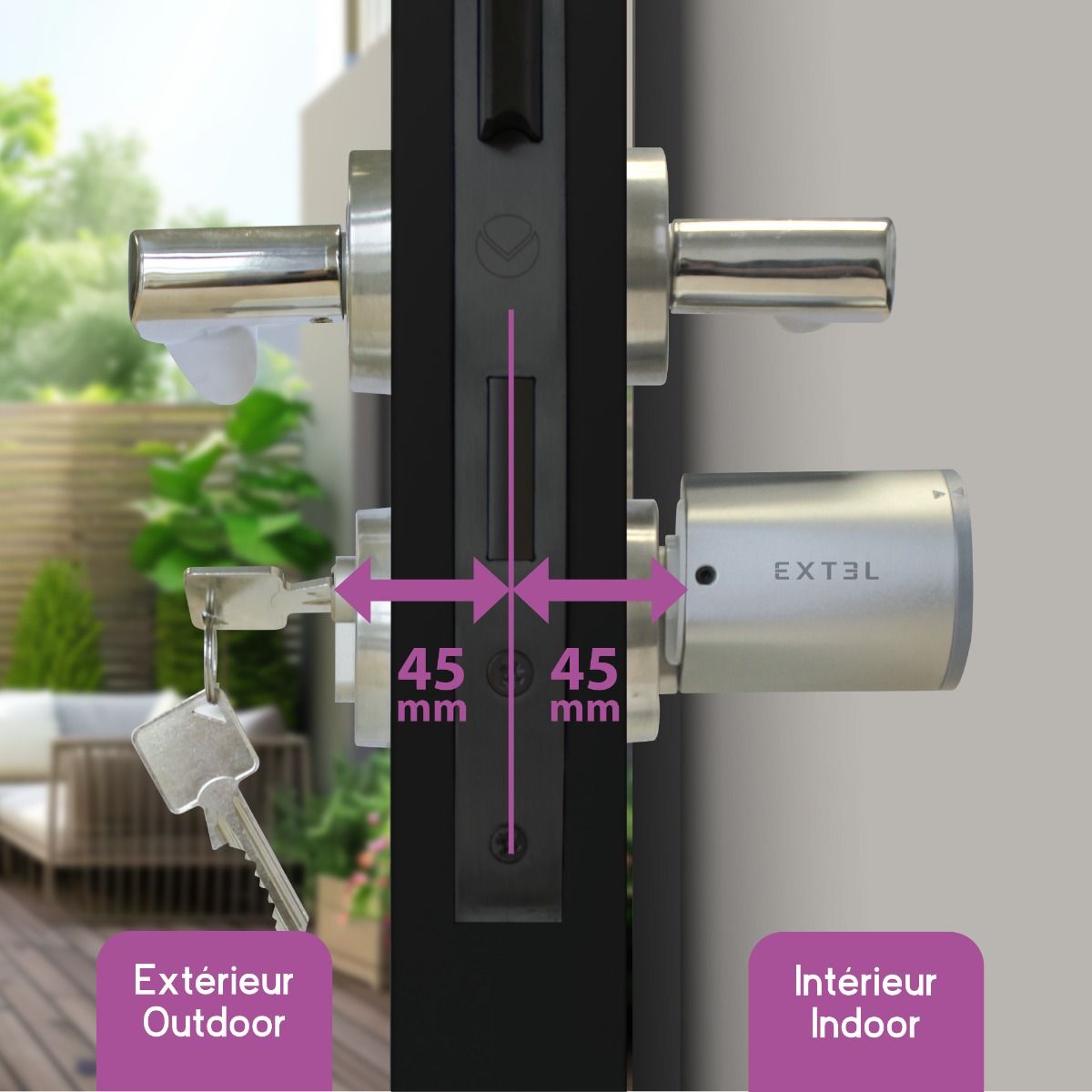 Zylinder 45/45 kompatibel mit dem angeschlossenen Schloss von Extel Lock