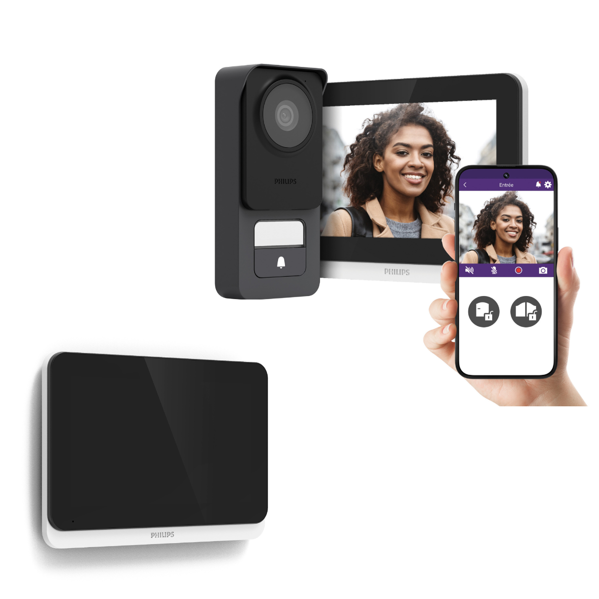 Dieses Paket der Gegensprechanlage Philips Connect 3 besteht aus