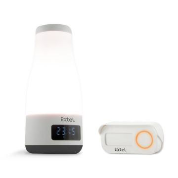 Schnurlose Türklingel MOOD mit Bluetooth-Lautsprecher und integrierter Lampe.