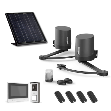 Solarbetriebener Flügeltorantrieb und kabellose Gegensprechanlage, komplett solarbetrieben