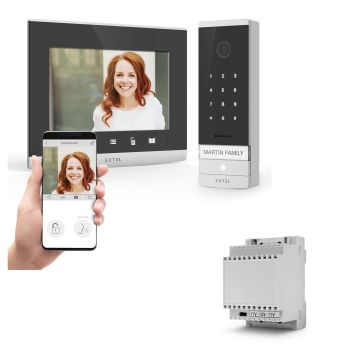 Extel Code Connect kabelgebundenes Gegensprechanlagen-Set mit integriertem Digicode und RAIL DIN-Transformator
