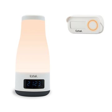 Schnurlose Türklingel MOOD mit Bluetooth-Lautsprecher und integrierter Lampe.