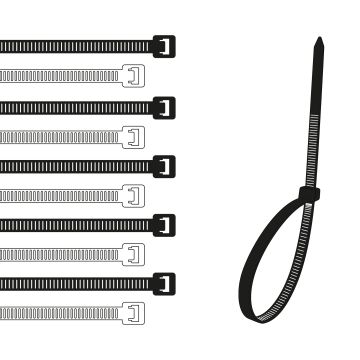 300 weiß/schwarze flexible Nylon-Krawatten - 654607